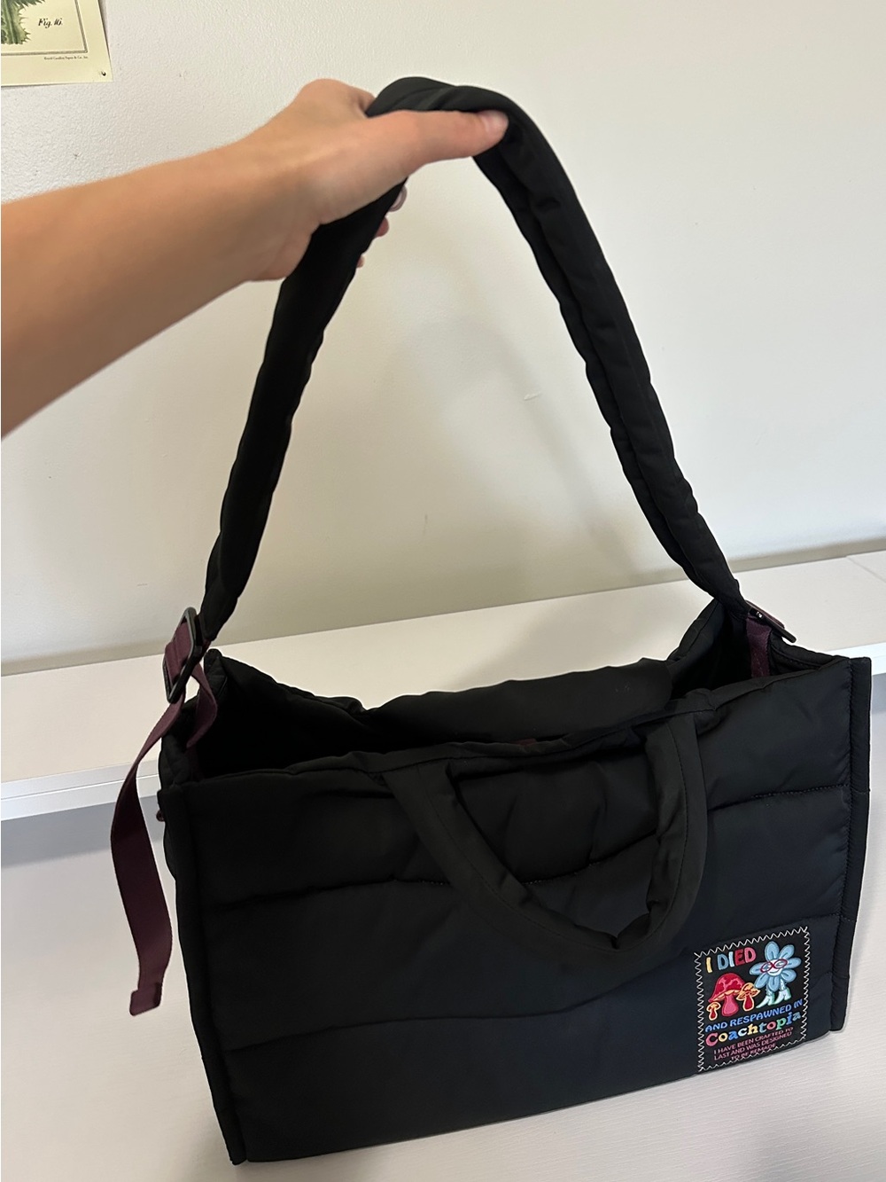 Coachtopia- Black Loop Tote with Purple Straps - Picture 4 of 8